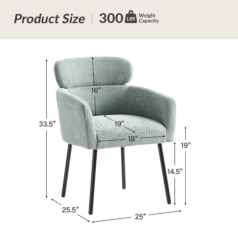 Anastasius Modern Boucle Dining Chair with Lambswool and Adjustable Feet