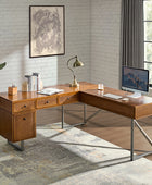 Bertrame Mid-Century L Shape Lift Top Office Desk