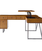 Bertrame Mid-Century L Shape Lift Top Office Desk