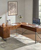 Bertrame Mid-Century L Shape Lift Top Office Desk