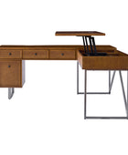 Bertrame Mid-Century L Shape Lift Top Office Desk