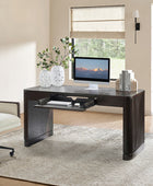 Modern Desk with Power Outlets and Fluted Wood Legs