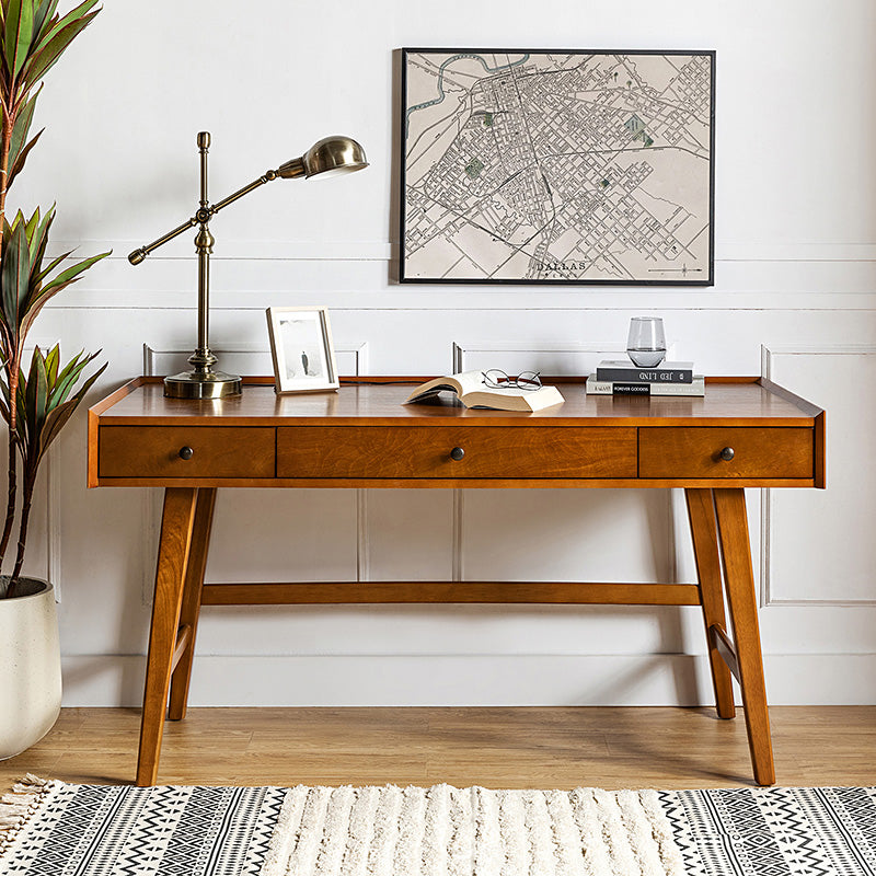 Hulala Home Charlotte Mid Century Modern 60 Computer Desk with Cable Management Charging Station Acorn