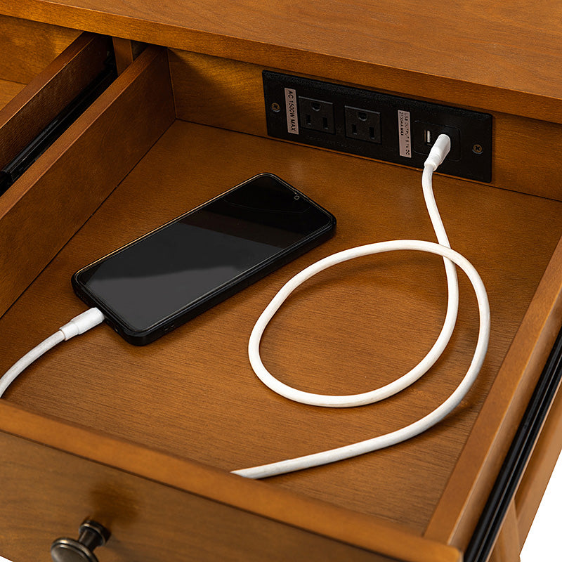 Charlotte Mid-century Modern 60" Computer Desk with Cable Management & Charging Station