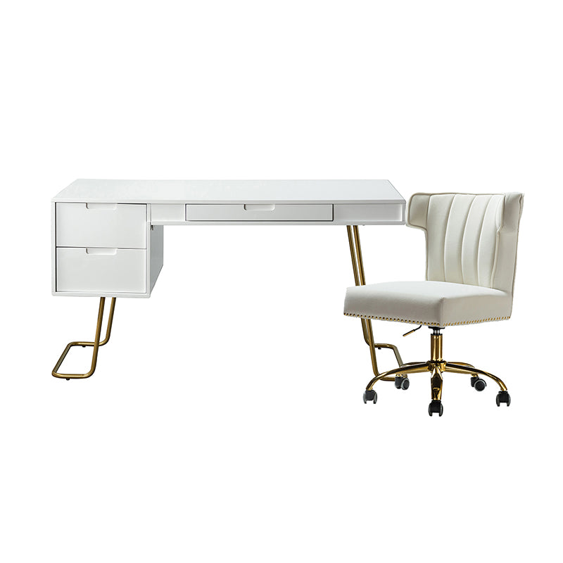Manueline Desk With Ivory Chair Set
