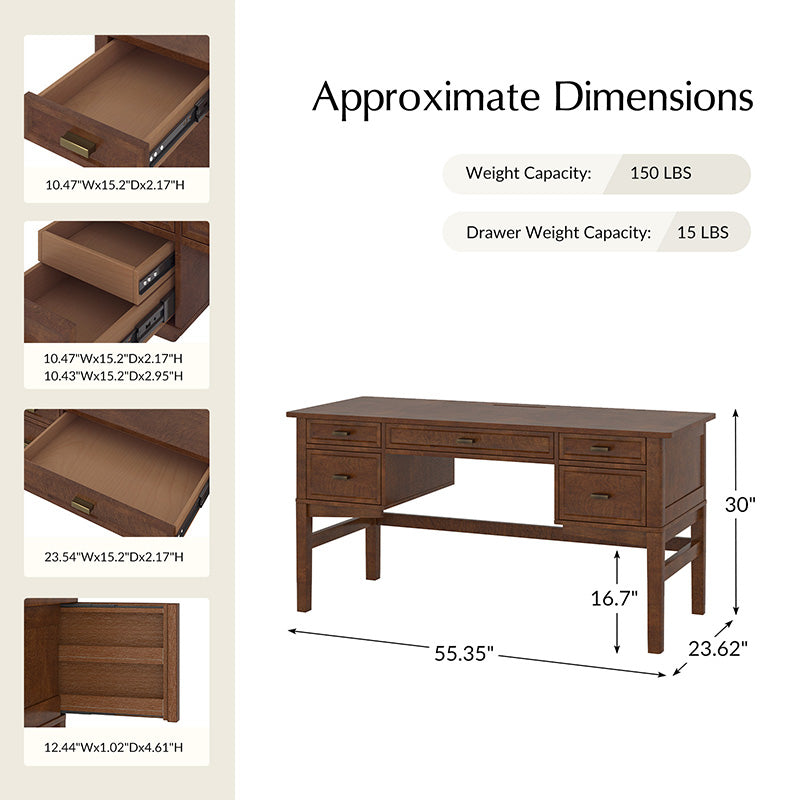 Raquel Transitional Office Desk with Concealed Cable Hole