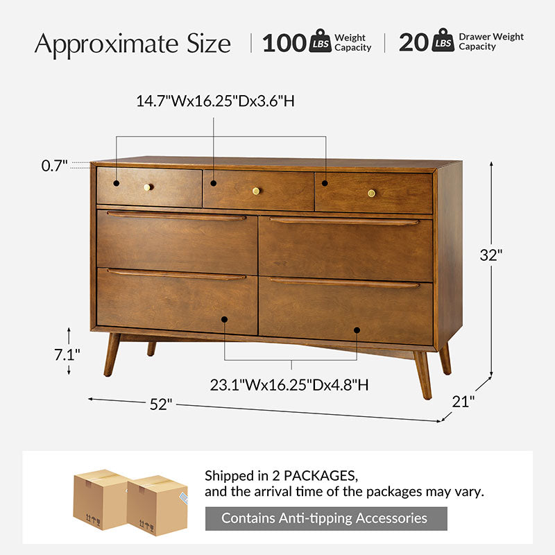 Ileanna Mid-century Modern 7-Drawer Dresser