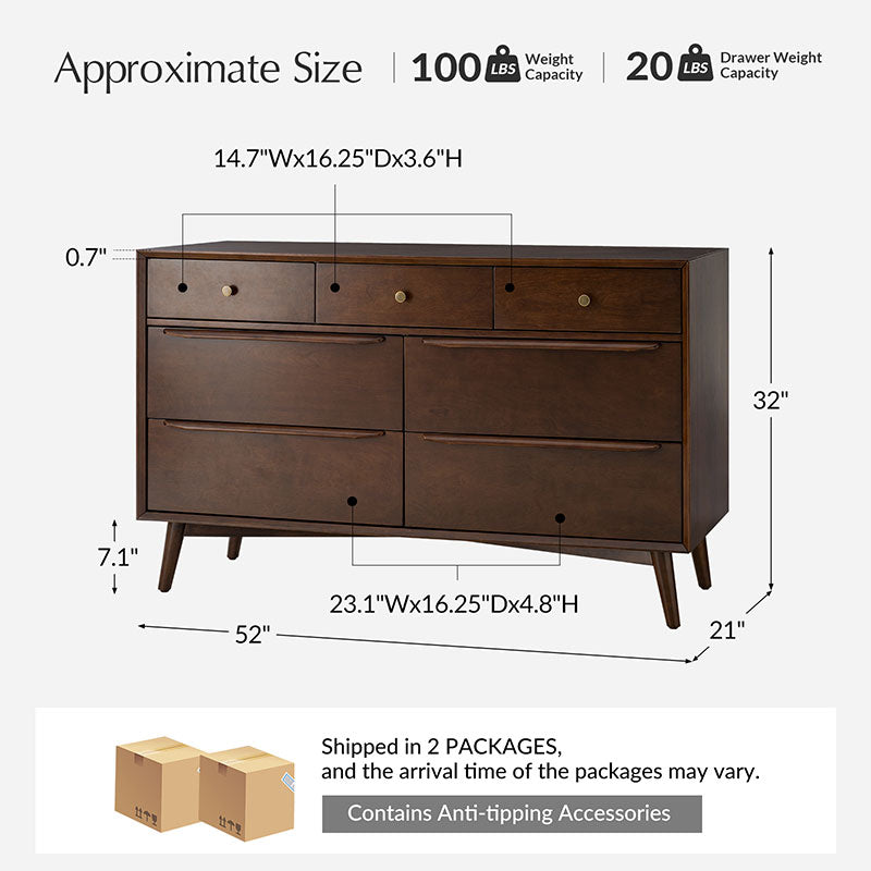 Ileanna Mid-century Modern 7-Drawer Dresser