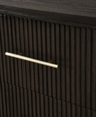 Modern Solid Wood Fluted Dresser with 6 Drawers & Oak Texture