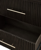 Modern Solid Wood Fluted Dresser with 6 Drawers & Oak Texture