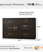 Modern Solid Wood Fluted Dresser with 6 Drawers & Oak Texture