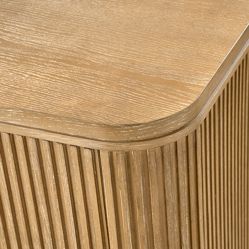 Verral Modern Solid Wood Fluted Dresser with 6 Drawers & Oak Texture