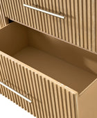 Verral Modern Solid Wood Fluted Dresser with 6 Drawers & Oak Texture