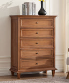 Erendiria Transitional 5-Drawer Chest Dresser with Solid Wood Frame