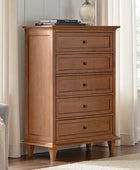 Erendiria Transitional 5-Drawer Chest Dresser with Solid Wood Frame