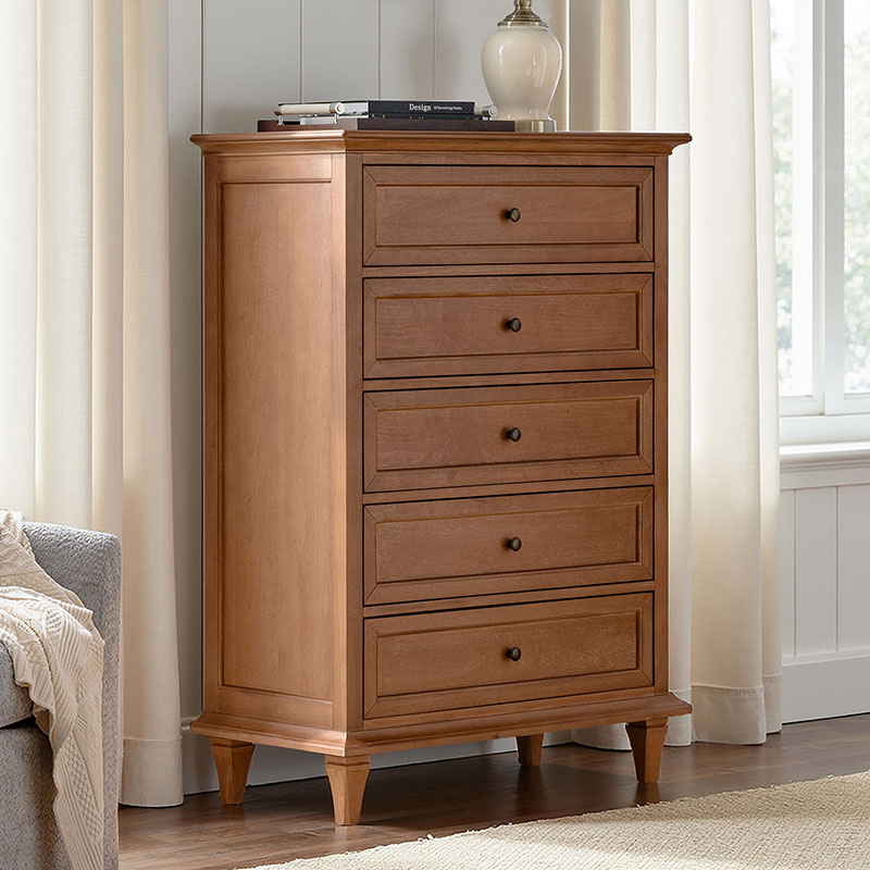 Erendiria Transitional 5-Drawer Chest Dresser with Solid Wood Frame