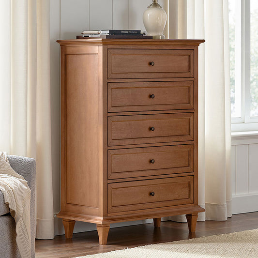 Erendiria Transitional 5-Drawer Chest Dresser with Solid Wood Frame