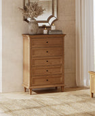 Erendiria Transitional 5-Drawer Chest Dresser with Solid Wood Frame