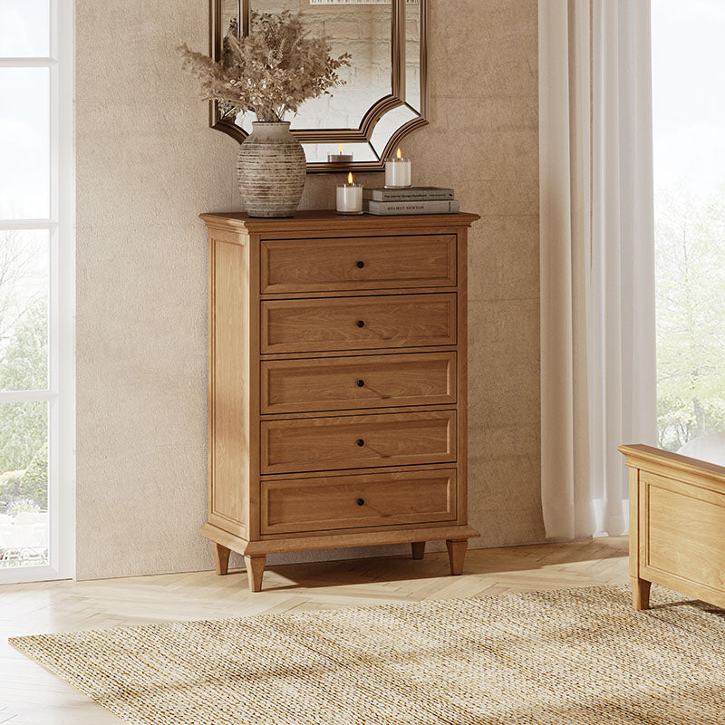 Erendiria Transitional 5-Drawer Chest Dresser with Solid Wood Frame