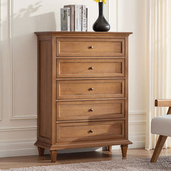 Erendiria Transitional 5-Drawer Chest Dresser with Solid Wood Frame