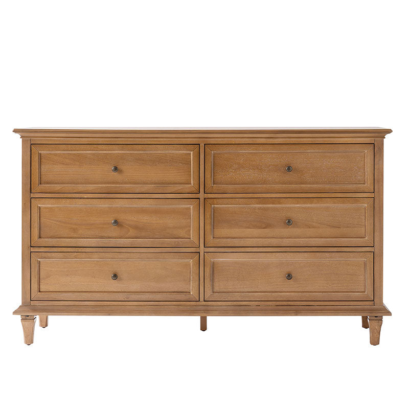 Transitional Solid Wood 6-Drawer Dresser for Bedroom Storage