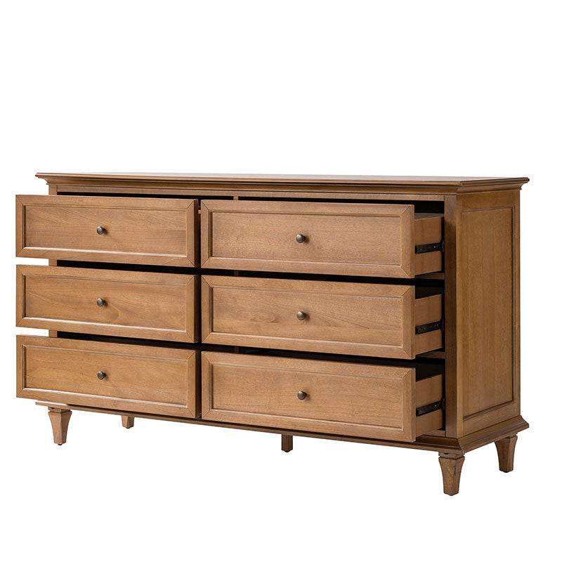 Transitional Solid Wood 6-Drawer Dresser for Bedroom Storage