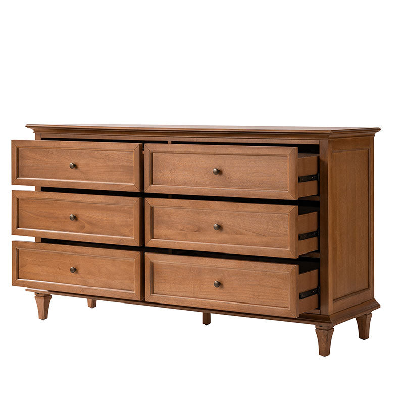 Robbie Transitional Solid Wood 6-Drawer Dresser for Bedroom Storage