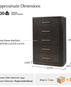 Modern Solid Wood Fluted Chest with 5 Drawers & Oak Texture