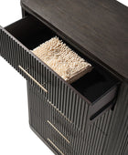 Modern Solid Wood Fluted Chest with 5 Drawers & Oak Texture