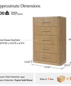Modern Solid Wood Fluted Chest with 5 Drawers & Oak Texture