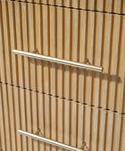 Modern Solid Wood Fluted Chest with 5 Drawers & Oak Texture