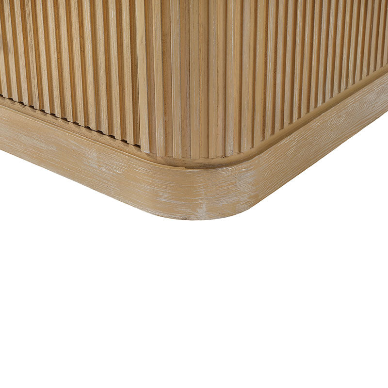 Modern Solid Wood Fluted Chest with 5 Drawers & Oak Texture