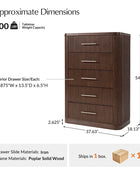 Modern Solid Wood Fluted Chest with 5 Drawers & Oak Texture