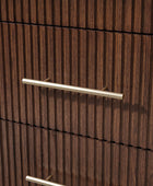 Modern Solid Wood Fluted Chest with 5 Drawers & Oak Texture