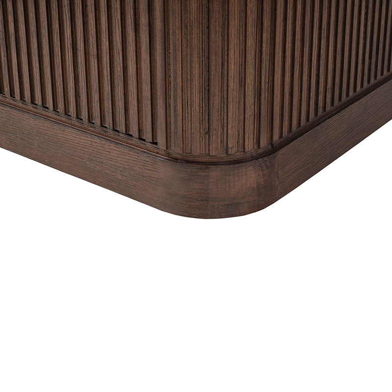 Modern Solid Wood Fluted Chest with 5 Drawers & Oak Texture