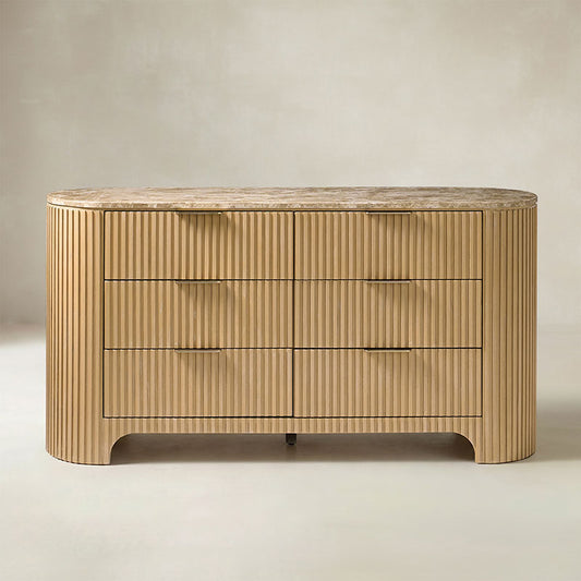 Arcua Fluted Marble Top Dresser