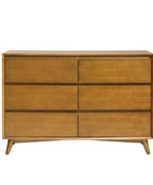 Apollone Mid-Century 6-Drawer Dresser with Solid Wood Legs