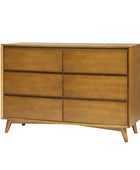 Apollone Mid-Century 6-Drawer Dresser with Solid Wood Legs