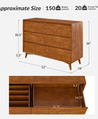 Apollone Mid-Century 6-Drawer Dresser with Solid Wood Legs and Adjustable Feet