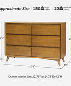 Apollone Mid-Century 6-Drawer Dresser with Solid Wood Legs