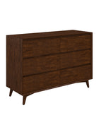 Apollone Mid-Century 6-Drawer Dresser with Solid Wood Legs and Adjustable Feet