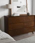 Apollone Mid-Century 6-Drawer Dresser with Solid Wood Legs