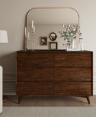 Apollone Mid-Century 6-Drawer Dresser with Solid Wood Legs and Adjustable Feet