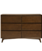 Apollone Mid-Century 6-Drawer Dresser with Solid Wood Legs
