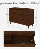 Apollone Mid-Century 6-Drawer Dresser with Solid Wood Legs and Adjustable Feet