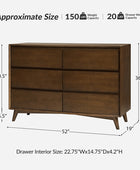 Apollone Mid-Century 6-Drawer Dresser with Solid Wood Legs