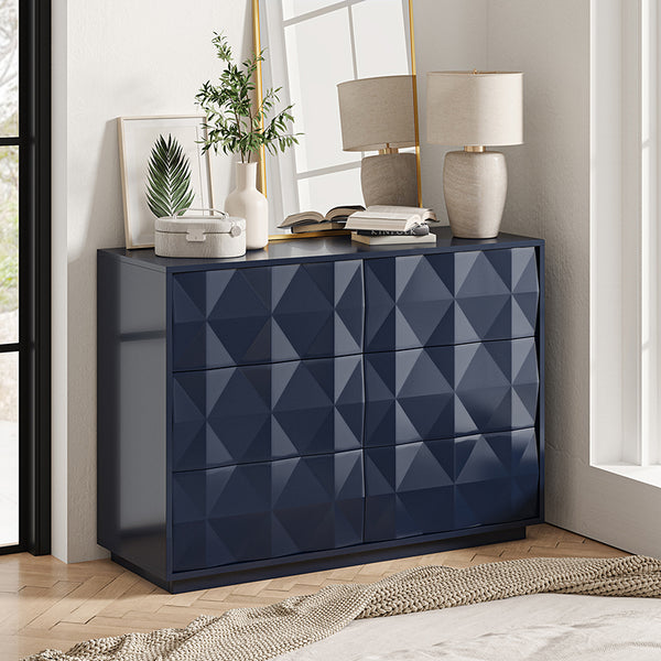 Mike 6-Drawer Modern Geometric Design Dresser