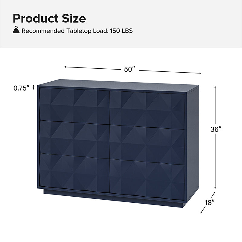 Mike 6-Drawer Modern Geometric Design Dresser