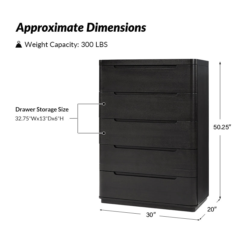 Brandon Modern Natural Wood 5-Drawer Chest