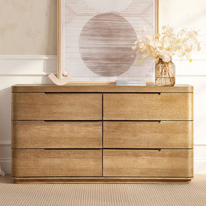 Ravona Modern Rubber Wood 6-Drawer Dresser